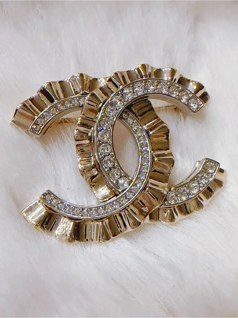 Chanel Crystal CC Logo Brooch